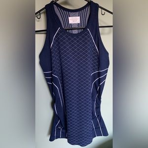 Athleta Finish Fast Line Racerback Tank Navy White Size M EUC 591280